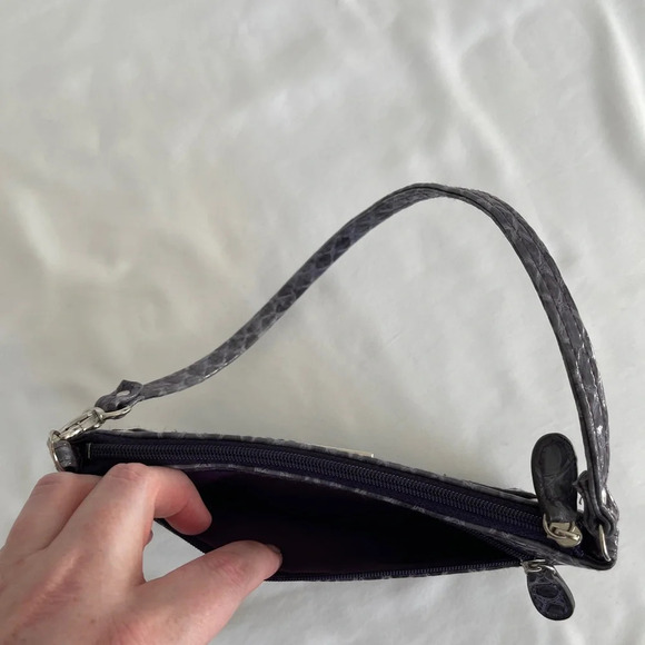 Nicole by Nicole Miller Purple Snakeskin Print Wristlet/Clutch - Picture 5 of 9